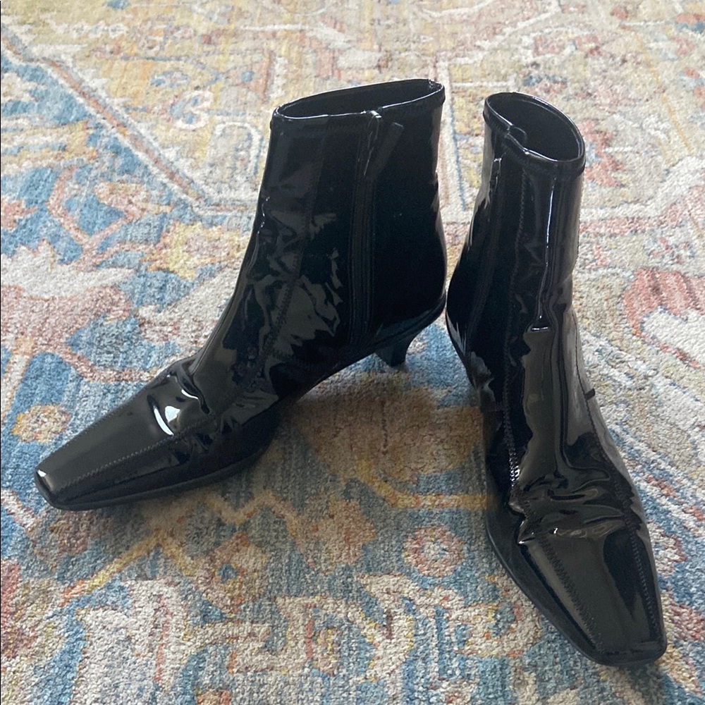 Prada Glossy Black Ankle Boots